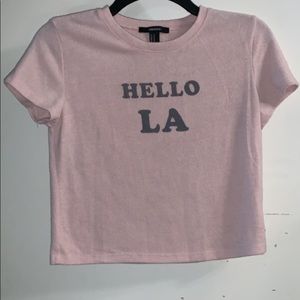 “Hello LA” fuzzy cropped shirt
